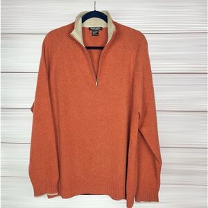 Richard Waithe Cashmere Sweater 1/4 Zip High Neck Burnt Orange L